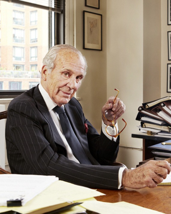 Lewis Lapham at his desk