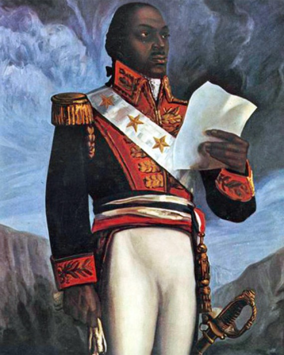 Color painting of leader of the Haitian independence movement Toussaint L’Ouverture.