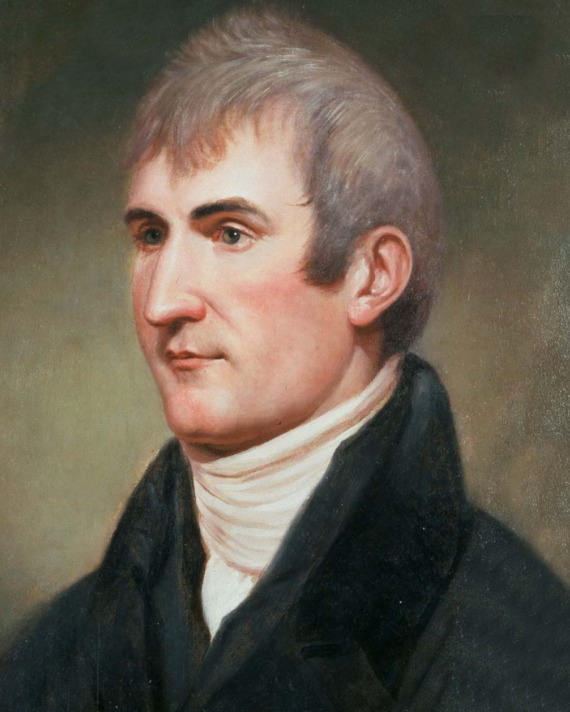 Painting of a gray-haired man looking to the left