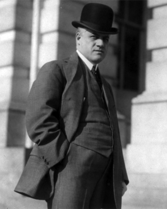 A. Mitchell Palmer Black and white photograph of former U.S. Attorney General A. Mitchell Palmer with hands in pockets.