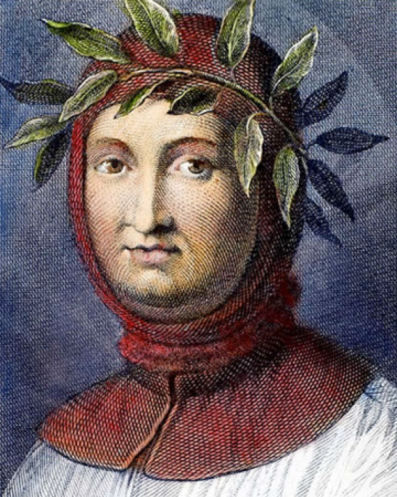 Color engraving of Italian poet, scholar, and humanist Petrarch.