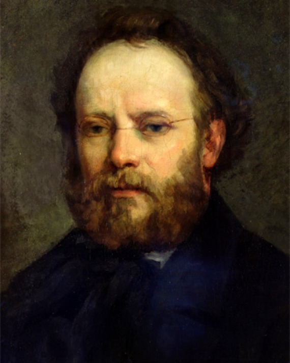 Painted portrait of French anarchist and journalist Pierre-Joseph Proudhon.