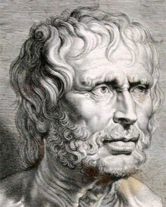 Black and white image of Roman philosopher and statesman Seneca the Younger.