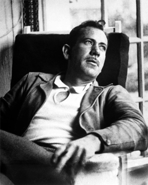 Black and white photograph of American novelist John Steinbeck.
