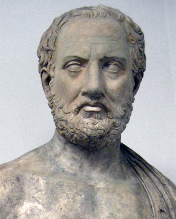 Classical bust of Thucydides.