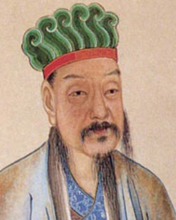 Color portrait of Chinese writer and poet Han Yu.