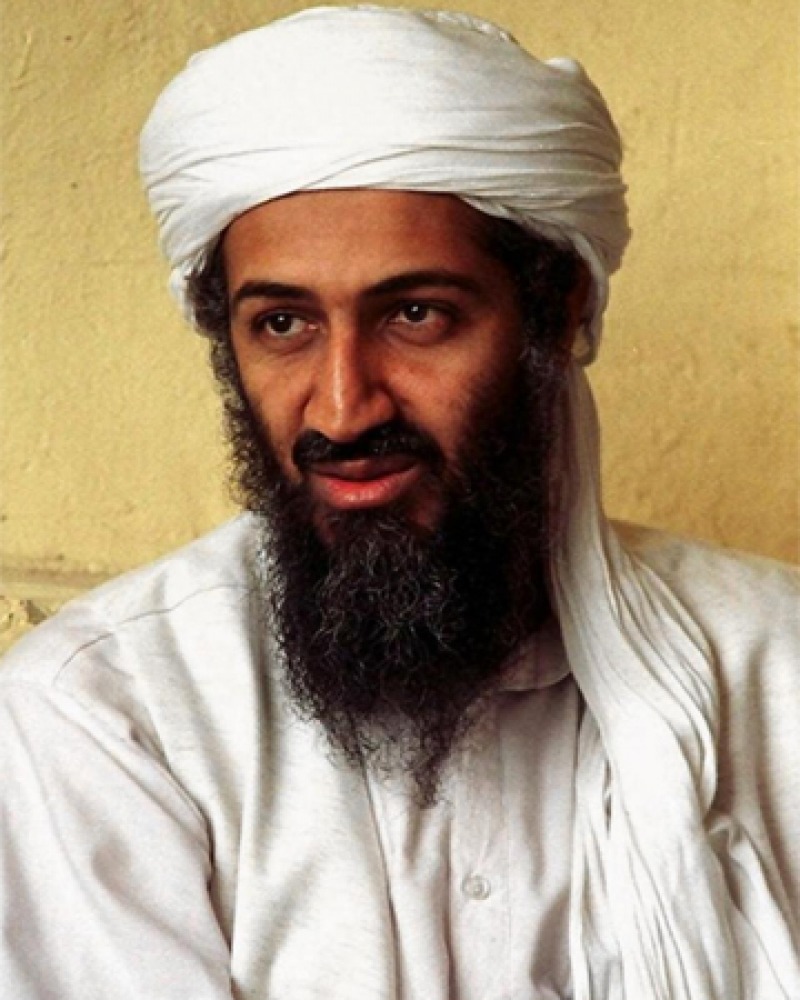 Color photograph of Osama bin Laden, founder of militant Islamist group al-Qaeda.