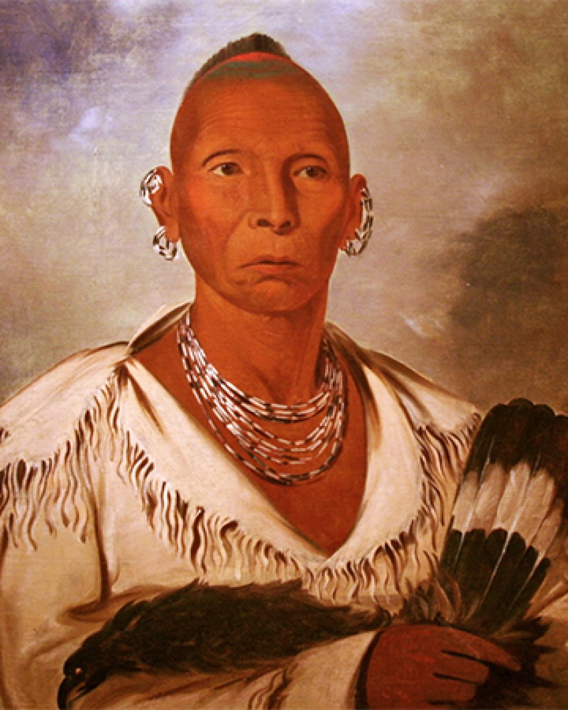 Painted portrait of Native American leader Black Hawk.
