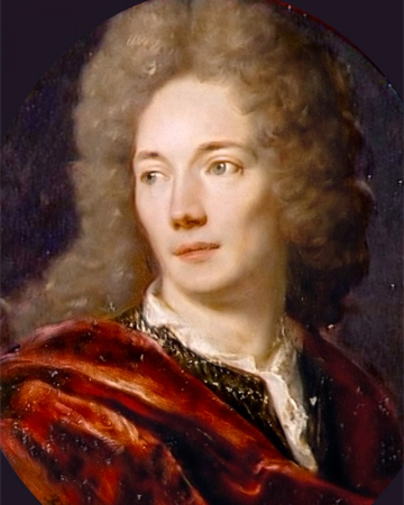 Painting of Jean de la Bruyère wearing a red cape.