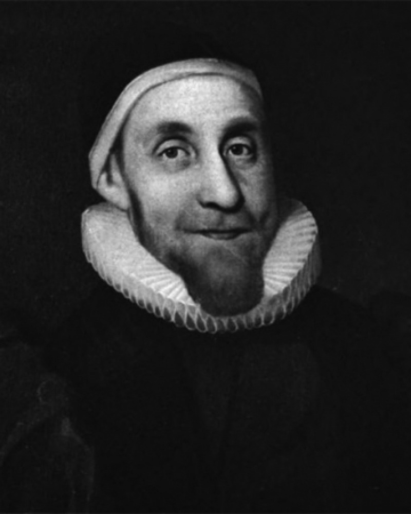 Black and white image of English scholar, writer, and clergyman Robert Burton.