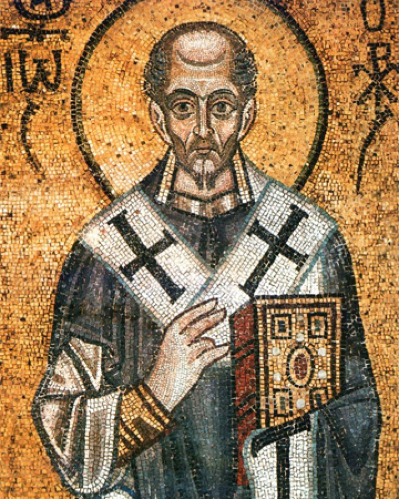 Color mosaic of earl Church father St. John Chrysostom.