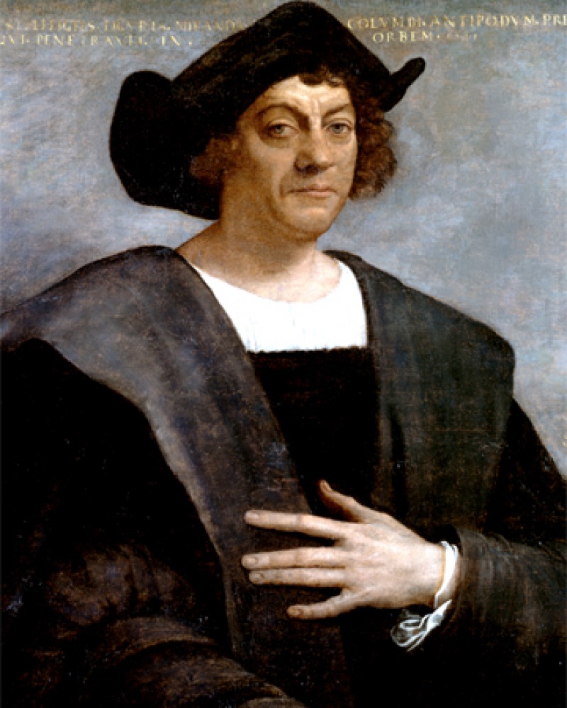 Christopher Columbus Painted portrait of Italian navigator Christopher Columbus.