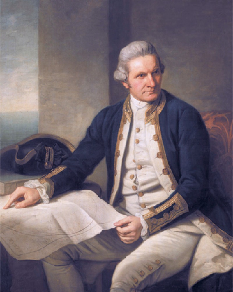 Painted portrait of British explorer James Cook.