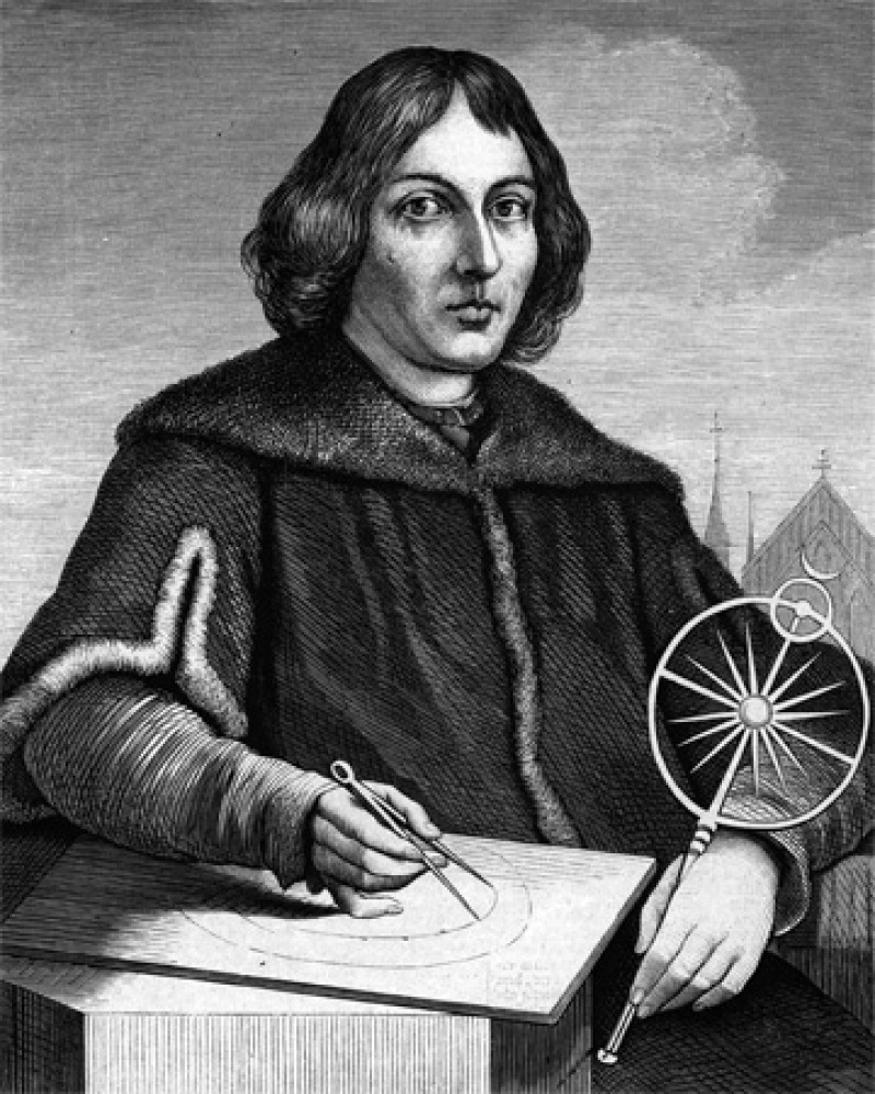 Black and white image of Polish astronomer Nicolaus Copernicus.