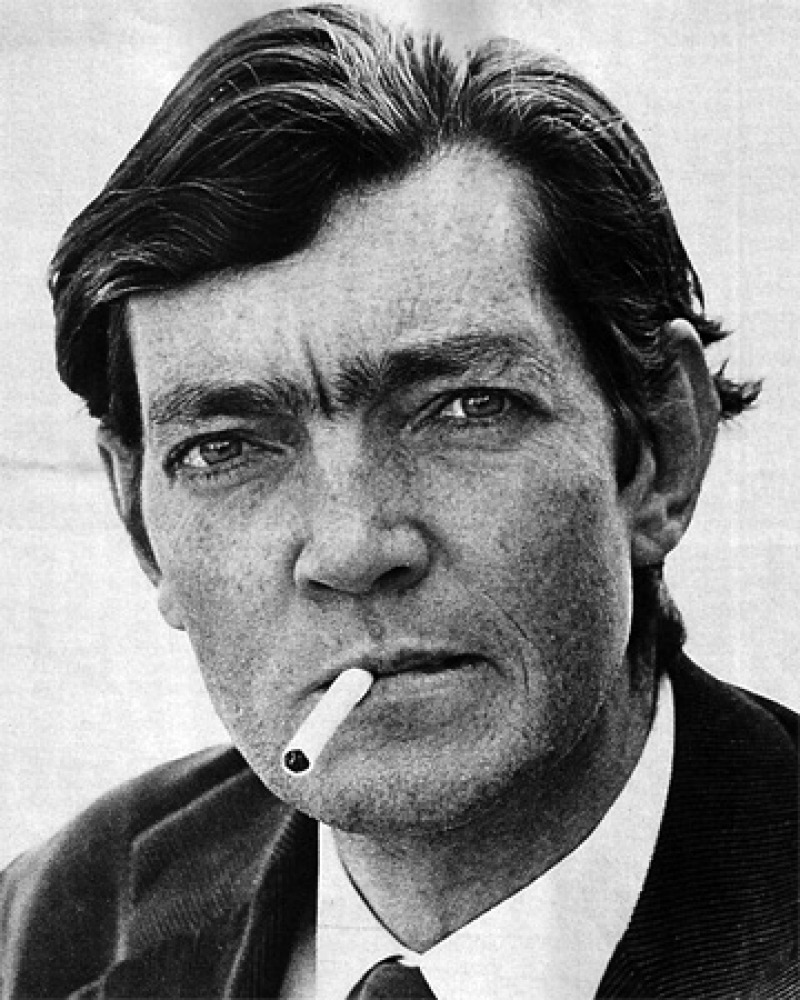 Black and white photograph of Argentine writer Julio Cortázar.