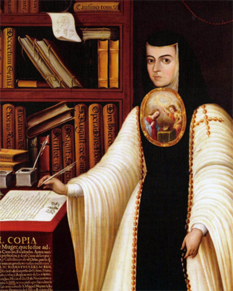 Portrait of Sister Juana Inés de la Cruz in a nun's habit.