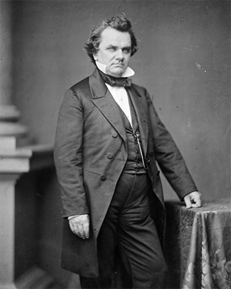 Photograph of American politician and orator Stephen Douglas standing.