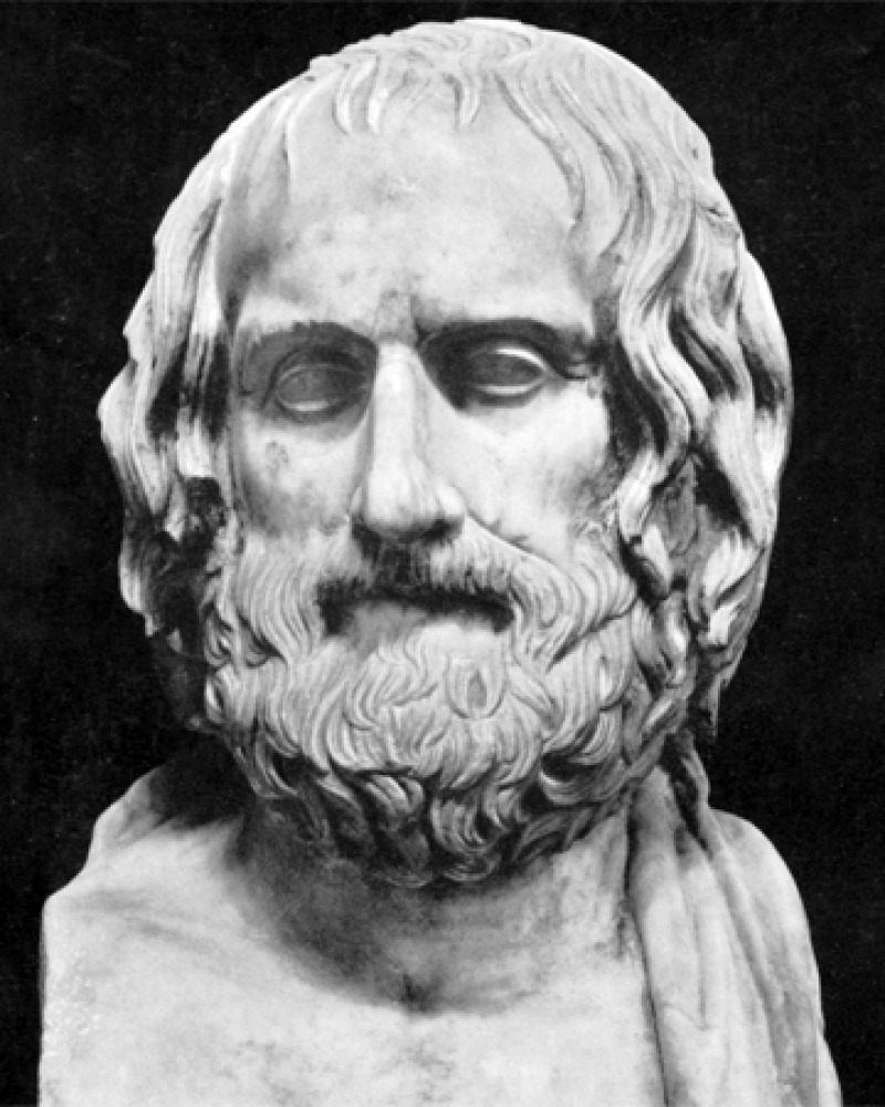 Sculpture bust of Greek dramatist Euripides.