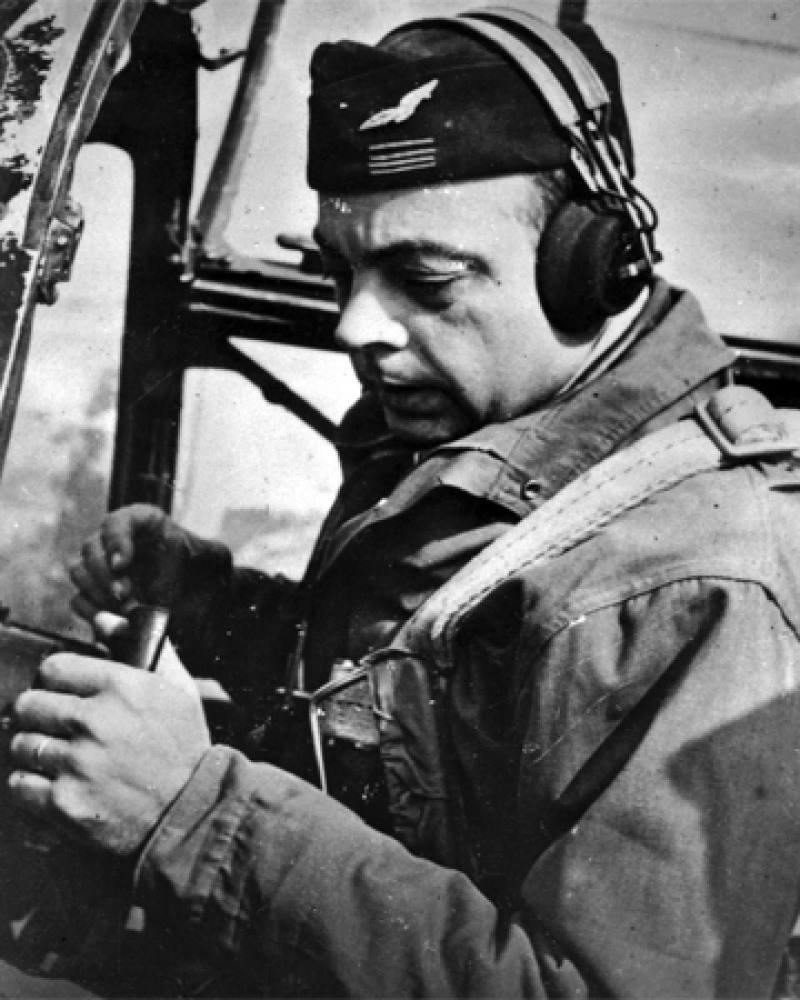 Black and white photograph of French aviator and writer Antoine de Saint-Exupéry.