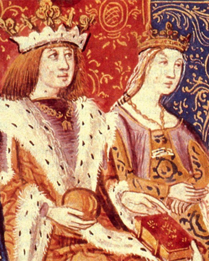 Depiction of Ferdinand II of Aragon and Isabella I of Castile.