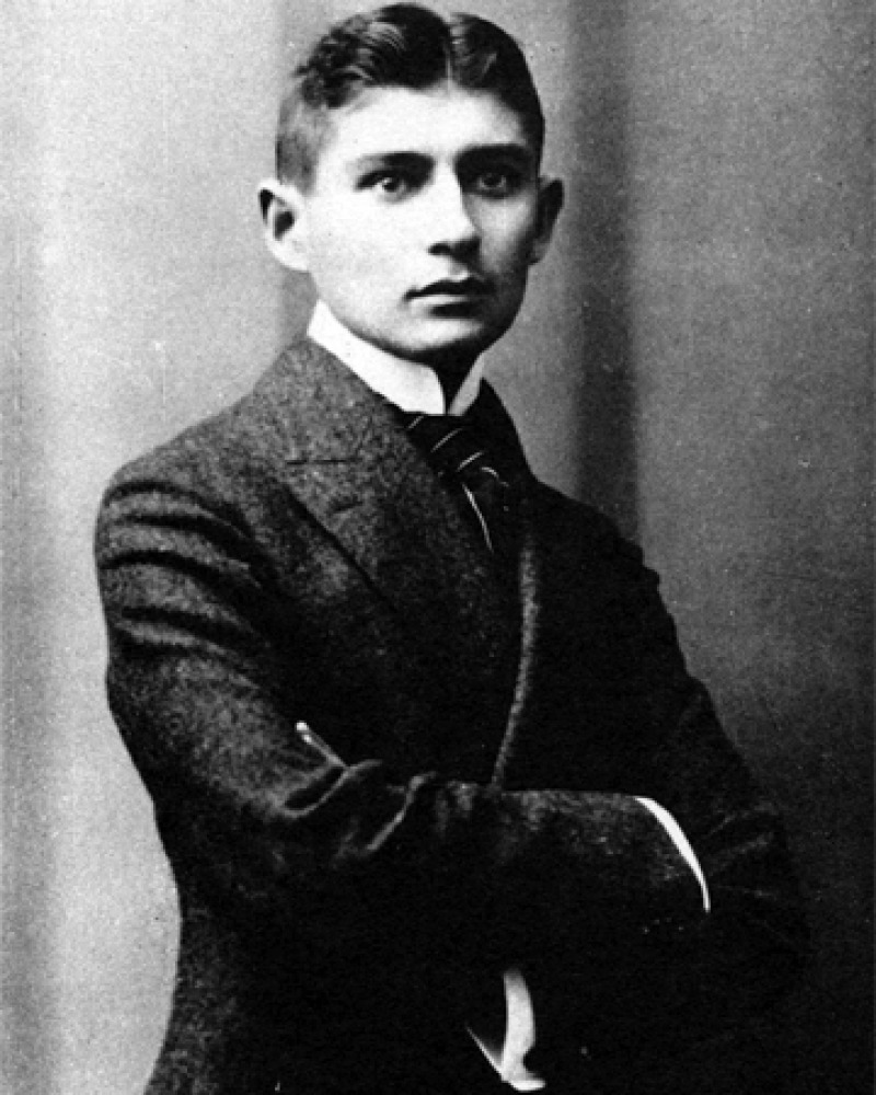 Black and white photograph of German-language writer Franz Kafka.