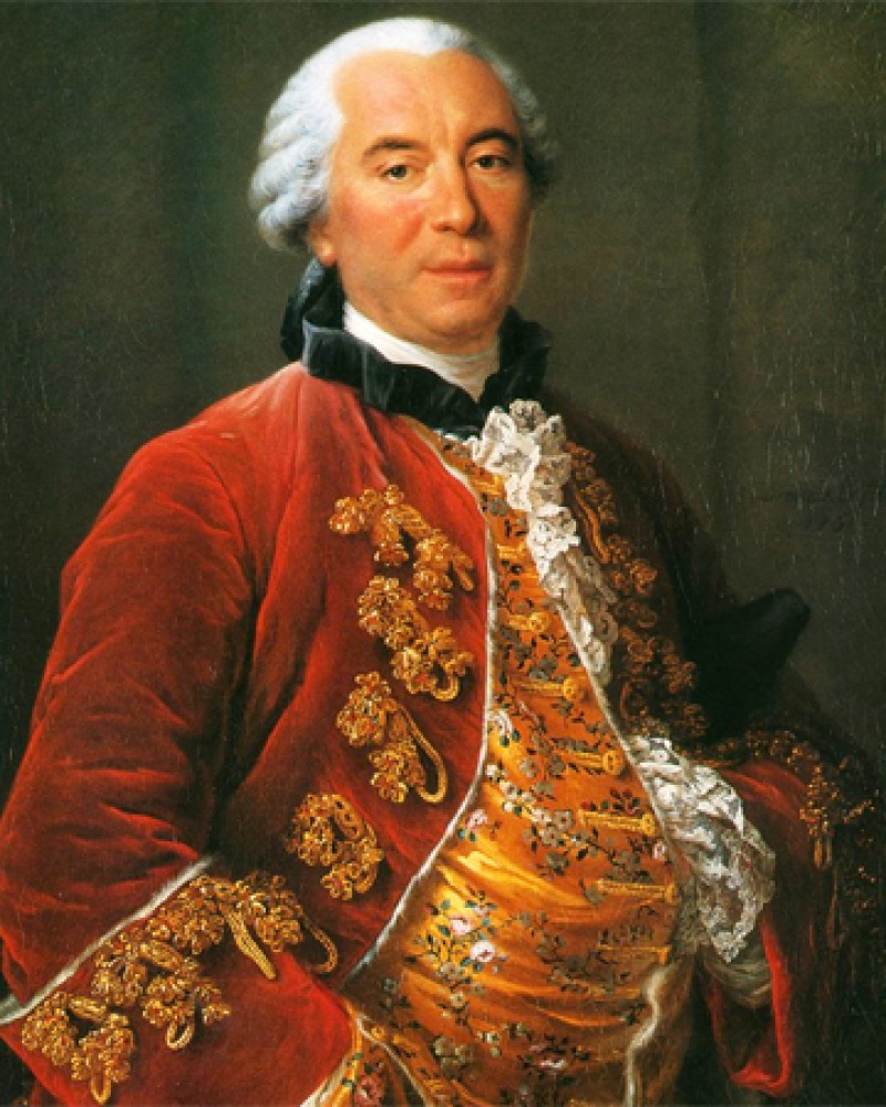Painted portrait of French naturalist Georges-Louis Leclerc, count de Buffon.