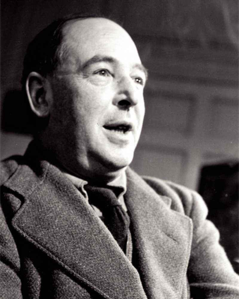 Black and white photograph of scholar, novelist, and Christian apologist C.S. Lewis.