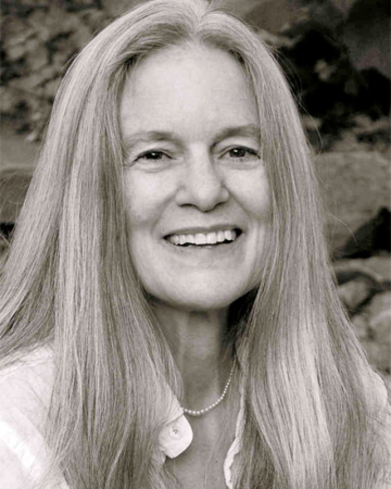 Black and white photograph of American poet Sharon Olds.