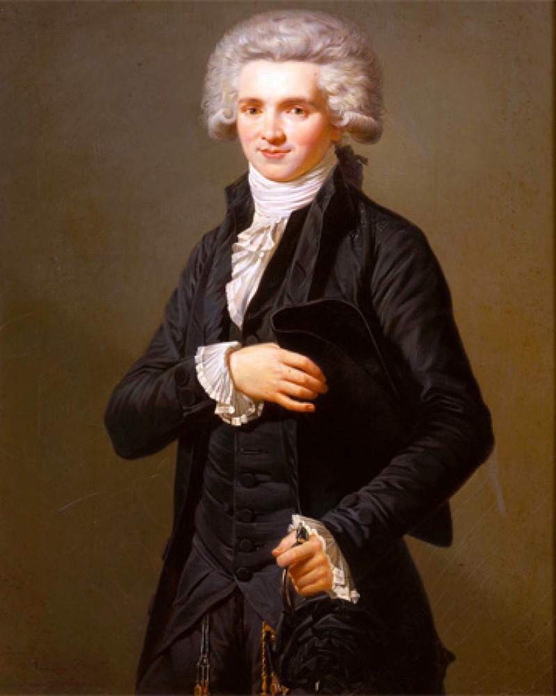 Color portrait of French radical Jacobin leader Maximilien de Robespierre.