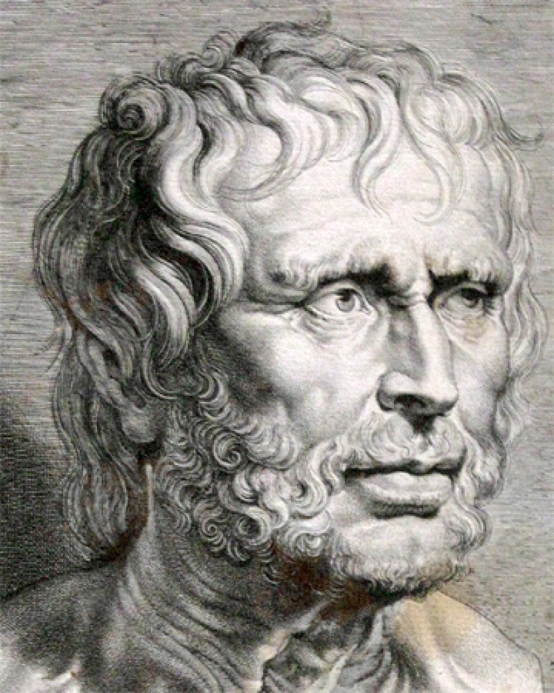 Black and white image of Roman philosopher and statesman Seneca the Younger.