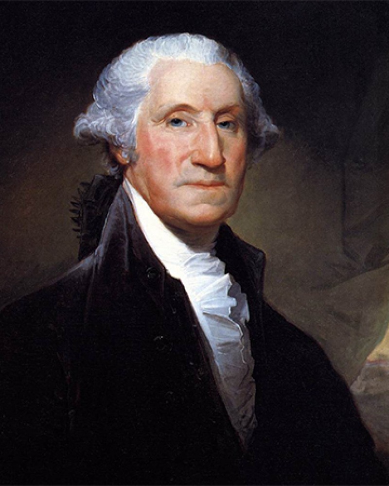 Portrait of American general and first president George Washington.