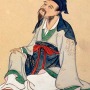 Chinese poet Li Bai seated.