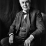Black and white photograph of American inventor Thomas Alva Edison.