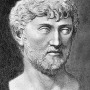 Engraving of a bust of Lucretius.