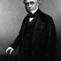 Black and white print of English politician, essayist, and historian Thomas Babington Macaulay.