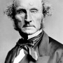 Black and white image of English philosopher and political theorist John Stuart Mill.