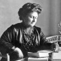 Woman reading at a desk
