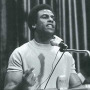Young man at a podium
