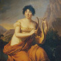 Painting of a woman in drapery holding a lyre