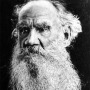 Black and white photograph of Russian author Leo Tolstoy.