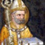 Detail of mural featuring Jacobus de Voragine, archbishop of Genoa and chronicler.