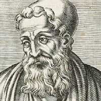 Drawing of gray-haired man with a beard