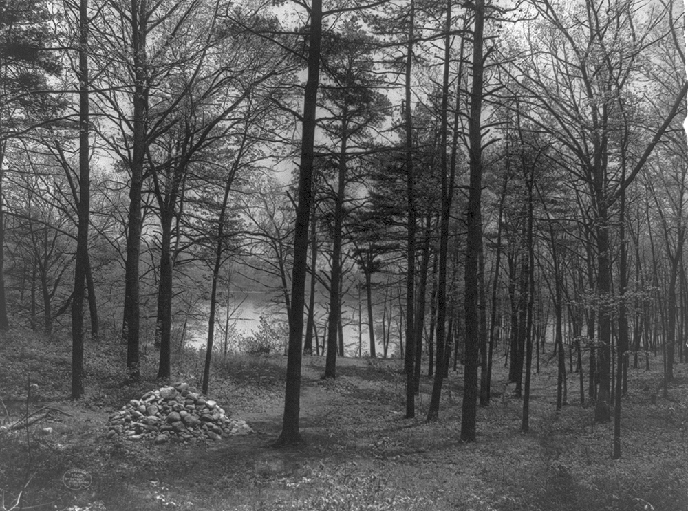 Site of Thoreau’s hut, Lake Walden, c. 1908. Library of Congress, Detroit Publishing Company photograph collection.