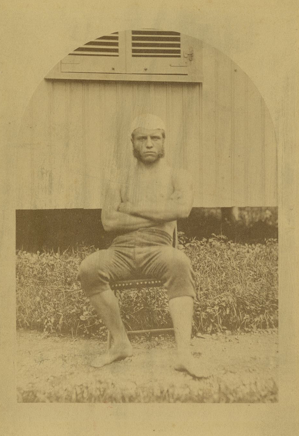 Theodore Roosevelt at Harvard, in sculling gear, 1879. Theodore Roosevelt Birthplace National Historic Site.