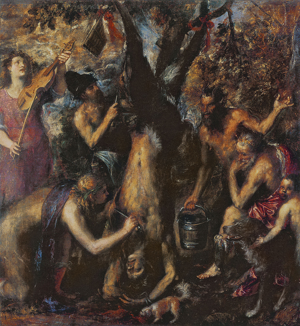 The Flaying of Marsyas, by Titian, c. 1570–76. Wikimedia Commons, Kroměříž Archdiocesan Museum.
