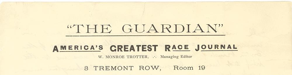 The Guardian lettterhead, 1905. University of Massachusetts Amherst.