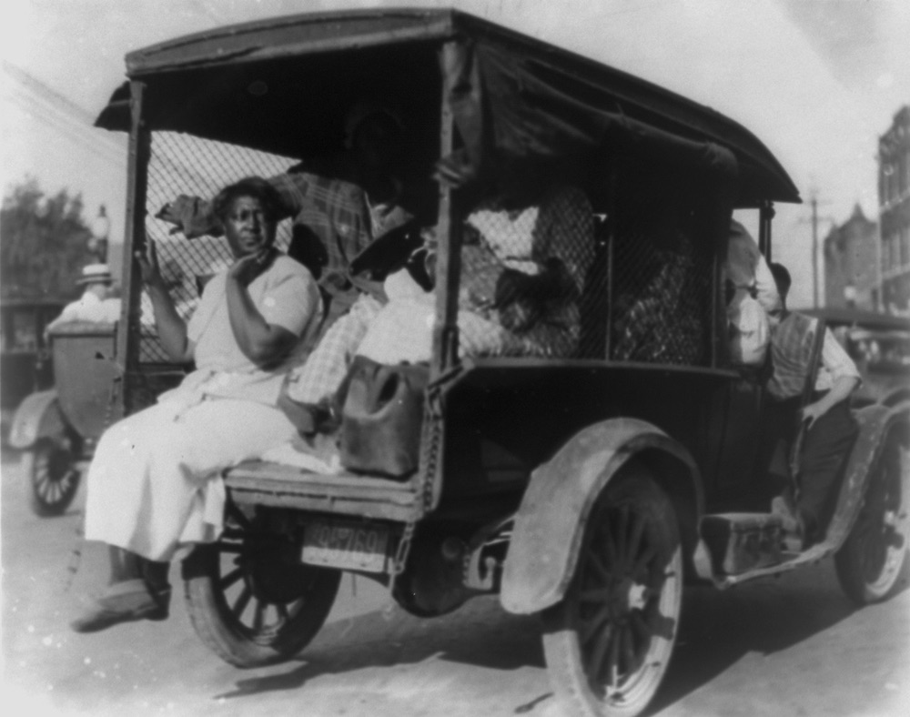 Rear view of truck carrying African Americans during the Tulsa, Oklahoma race massacre of 1921