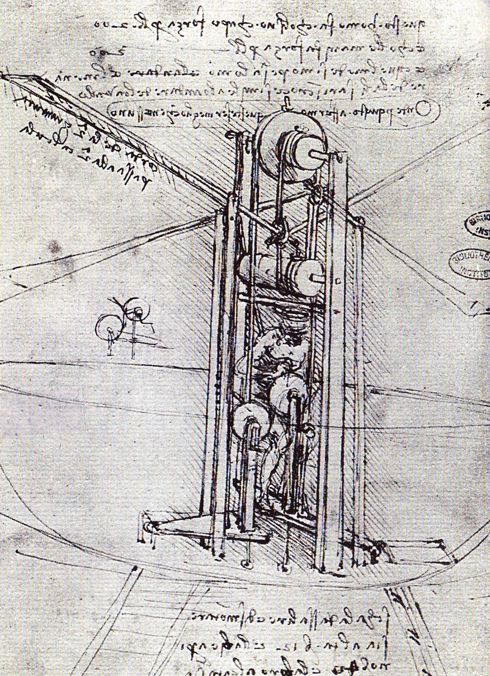 Giant human-operated whisk invented by Leonardo da Vinci.