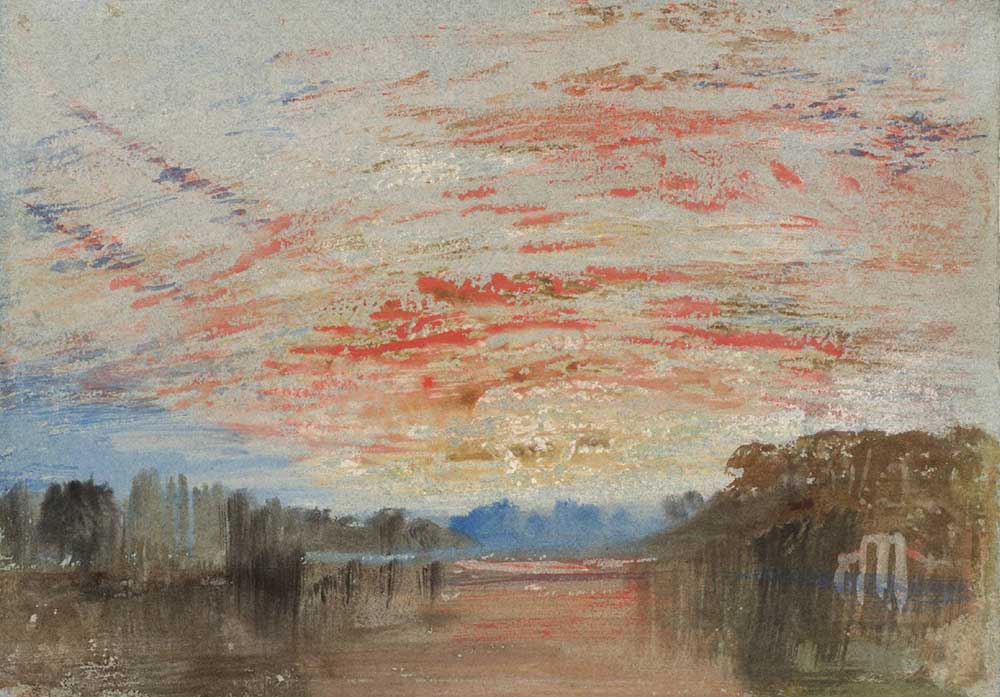 Sunset Sky over the Lake: The Boathouse on the Right, by J.M.W. Turner, 1827.