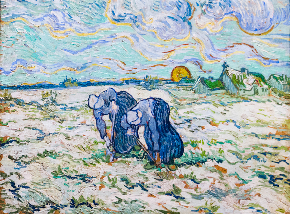 Two Peasant Women Digging in Field with Snow, by Vincent Van Gogh, 1890. Wikimedia Commons, Foundation E.G. Bührle Collection.